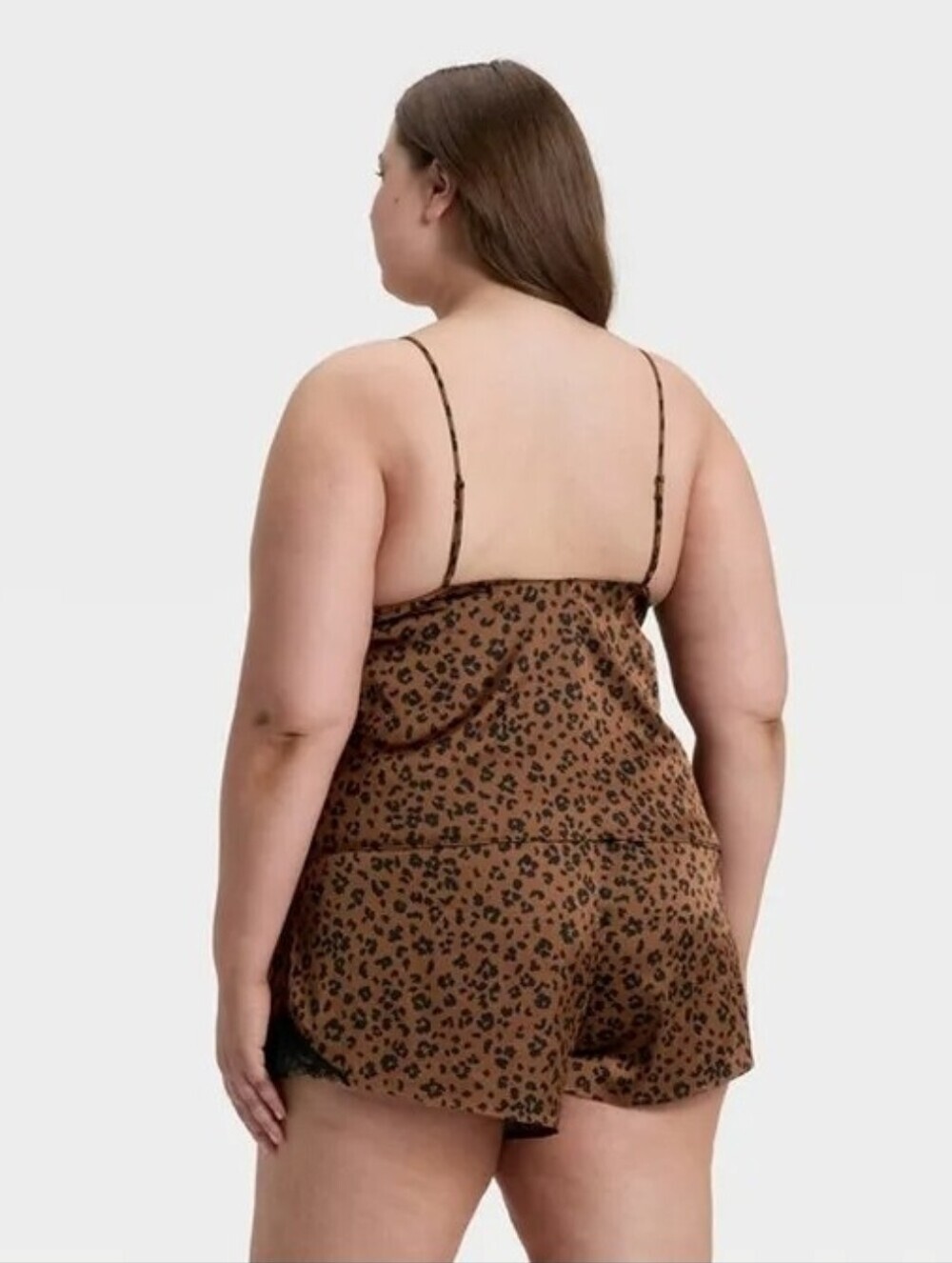 Auden Women's Lace Trim Satin Pajama Tank Top Leopard PrintSize XXL - Picture 2 of 6